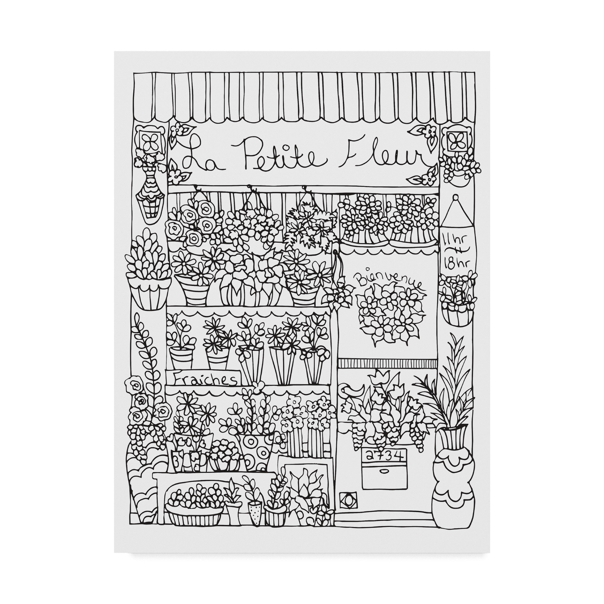 2000x2000 trademark art 'paris flower shop' drawing print on wrapped canvas - Flower Shop Drawing