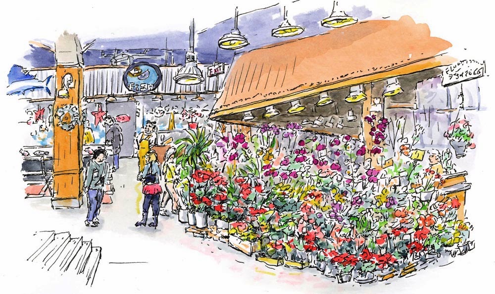 1000x594 Dave Huggard Drawings Flower Shop - Flower Shop Drawing