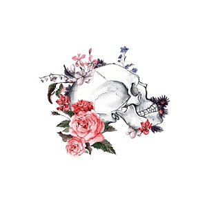 300x300 Flower Skull Drawings - Flower Skull Drawing