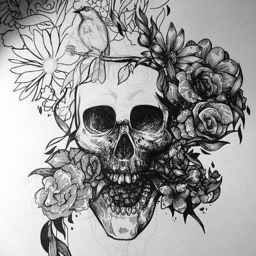 Flower Skull Drawing at Explore collection of