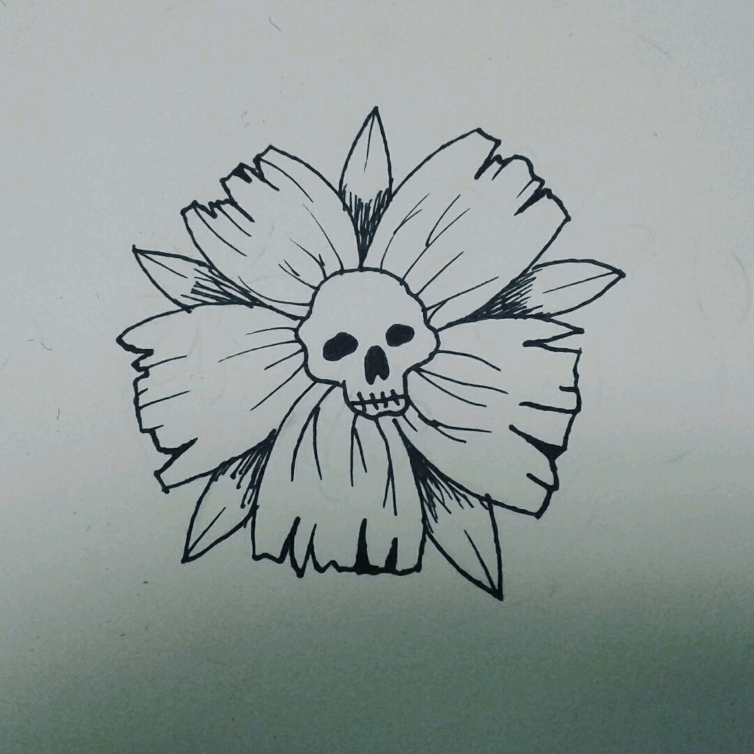 1080x1080 Sammyt Flower Skull Drawing - Flower Skull Drawing