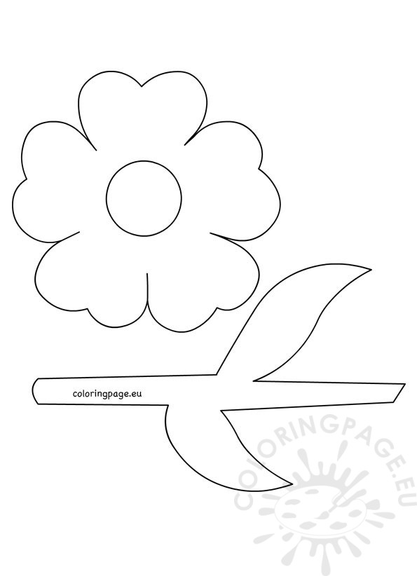 595x822 flower with stem and leaves template coloring page - Flower Stem Drawing