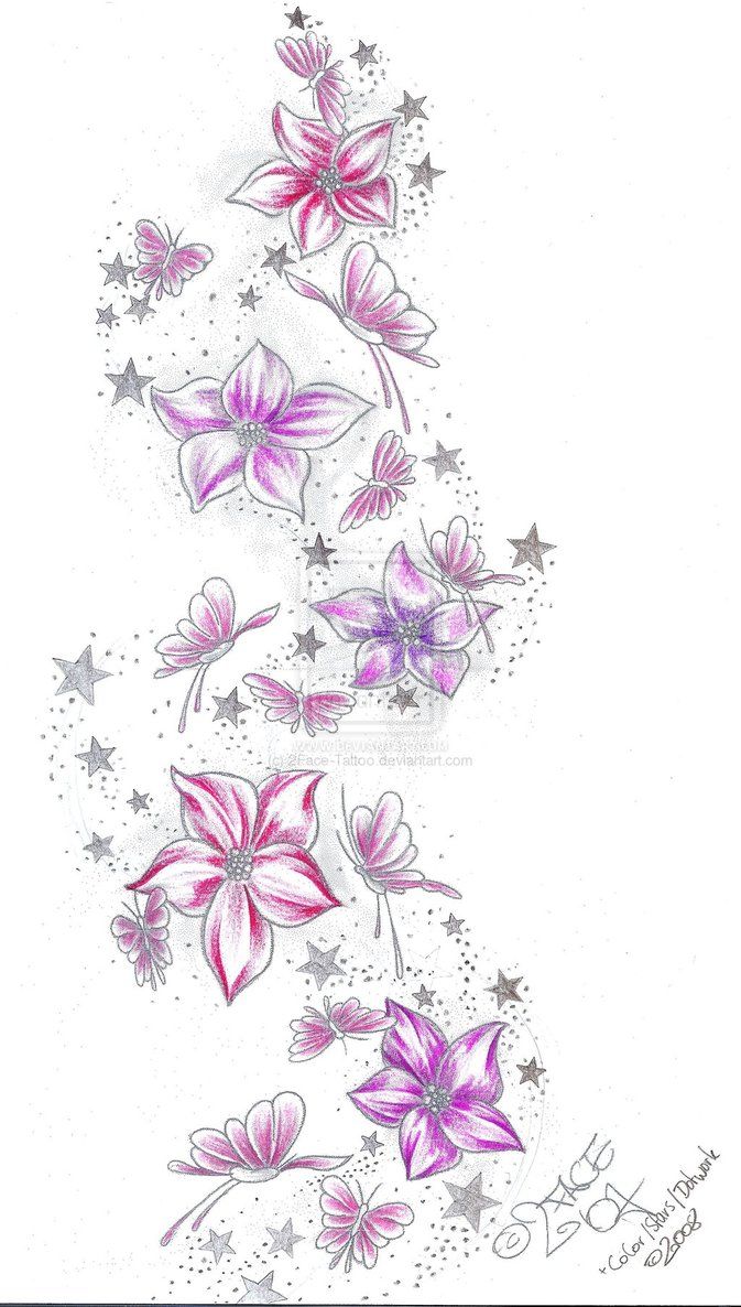673x1186 Flowers Star Tattoo Ideas With Meanings - Flower Tattoo Drawings