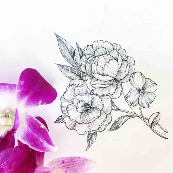 728x728 Flower Tattoo Sketch Best Tattoo Ideas Gallery - Flower Tattoo Drawings