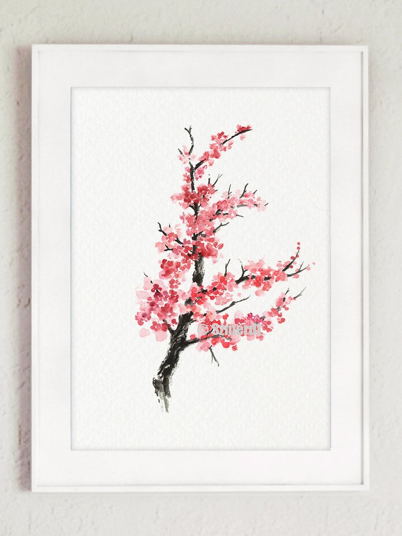 794x1058 Cherry Blossom Tree Drawing Abstract Ink Flower Cherry Etsy - Flower Tree Drawing