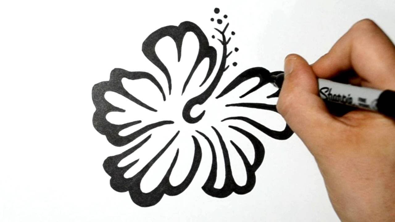 1280x720 How To Draw An Hawaiian Flower - Flower Tribal Drawing