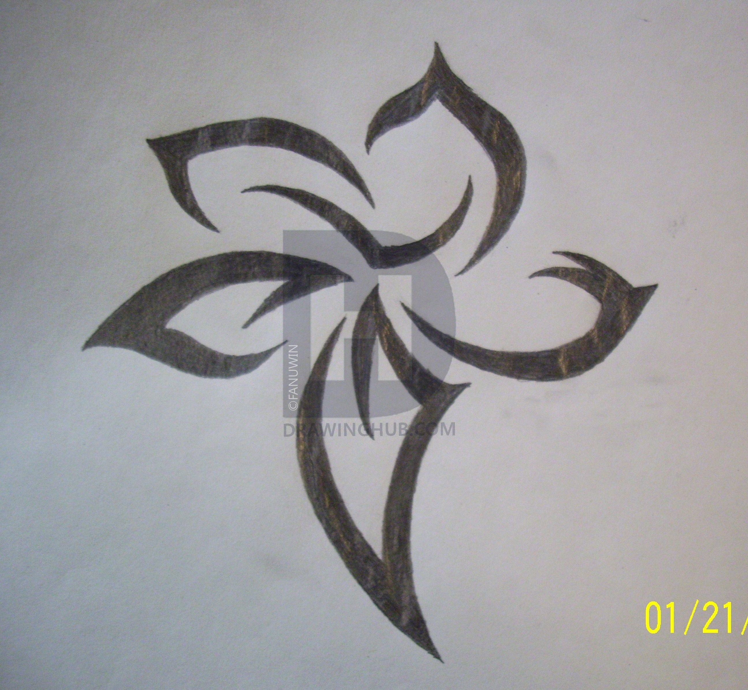2591x2391 Tribal Flower Drawing - Flower Tribal Drawing