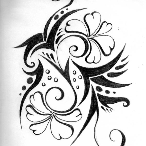600x600 Tribal Flower Drawings Flower Tribal Drawing - Flower Tribal Drawing