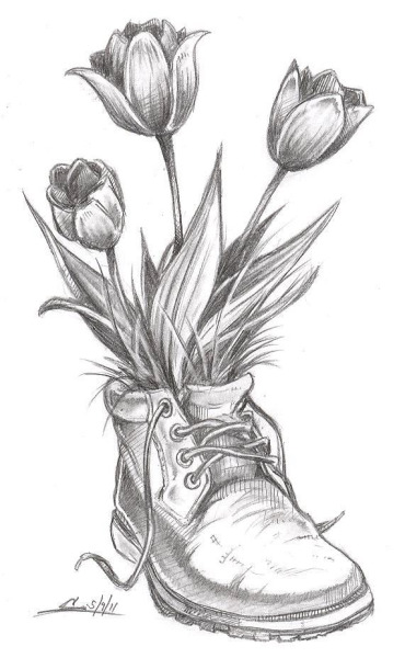 370x600 Pencils Sketches Of Flower Vase - Flower Vase Drawing