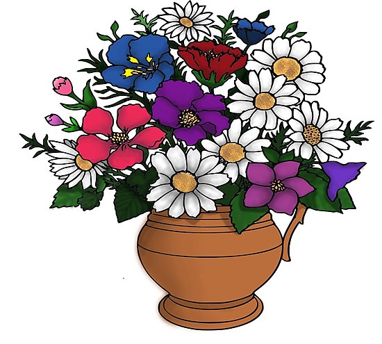 550x495 Cute Colorful Flower Vase Drawing Flowers Photographic Print - Flower Vase Drawing