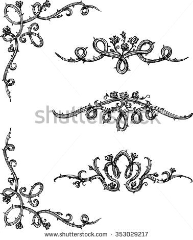 378x470 drawing vine flowers vine roses set of thorny rose vines in hand - Flower Vine Drawing