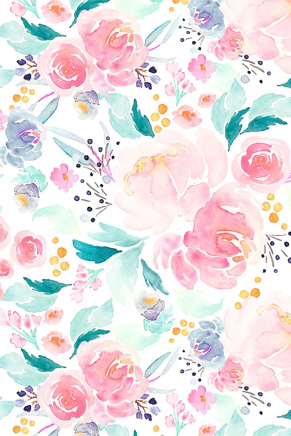 600x900 Gallery Watercolor Floral Wallpaper - Flower Wallpaper Drawing