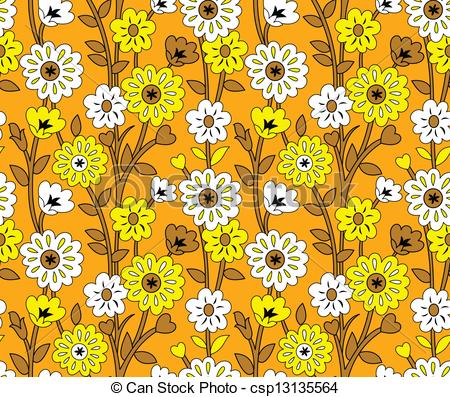 450x397 Seamless Fancy Flower Wallpaper Background Clip Art Vector - Flower Wallpaper Drawing