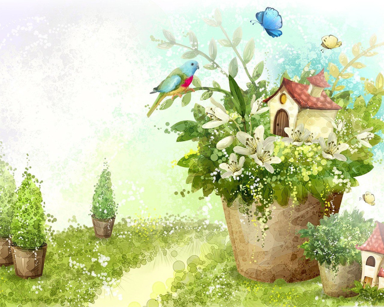 1280x1024 drawing wallpaper nature flower house poultry hd wallpaper - Flower Wallpaper Drawing