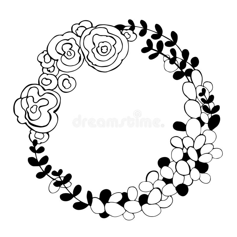 800x800 Flower Wreath Clipart Black And White Great Free Clipart - Flower Wreath Drawing