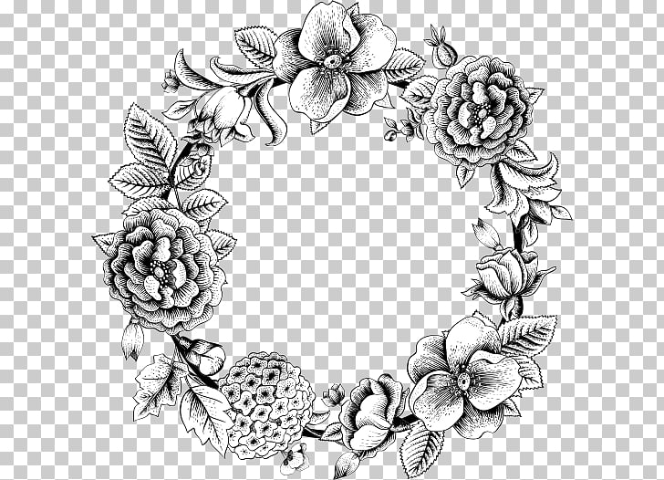 728x526 Flower Wreath Drawing Garland Rose, Flower Png Clipart Free - Flower Wreath Drawing