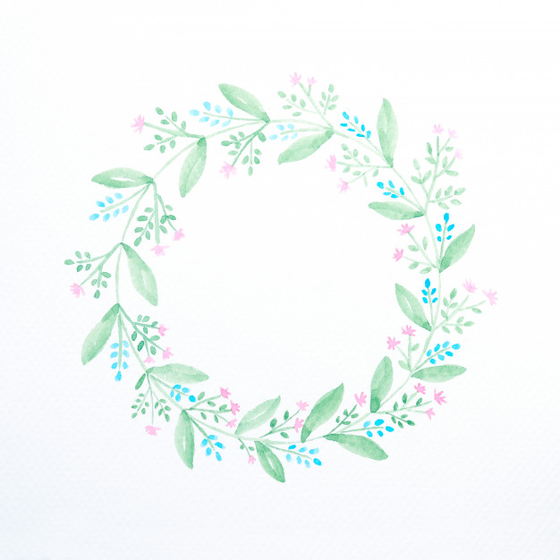 626x626 Hand Drawing Flower Wreath With Space For Text In Watercolor Style - Flower Wreath Drawing
