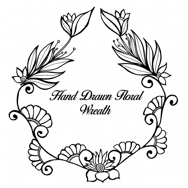 626x626 Hand Drawn Floral Wreath Vector Free Download - Flower Wreath Drawing