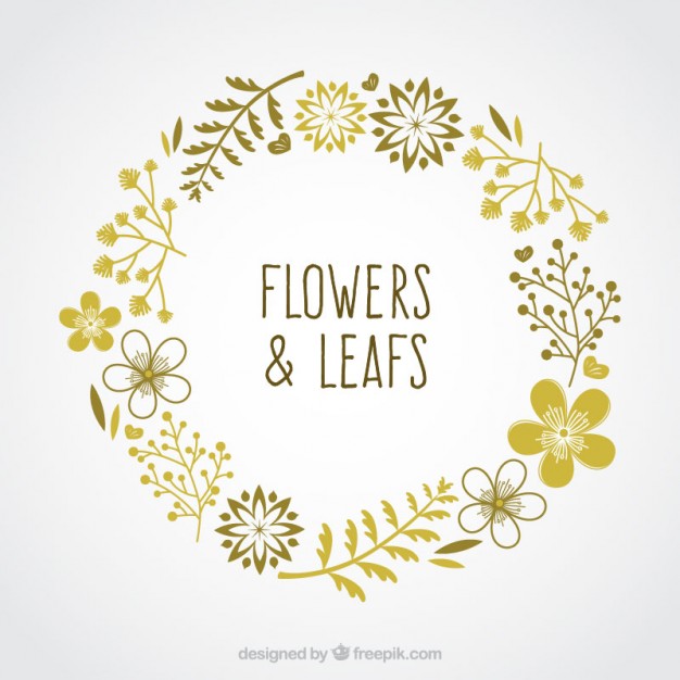 626x626 Hand Drawn Flower Wreath In Green Color Stock Images - Flower Wreath Drawing