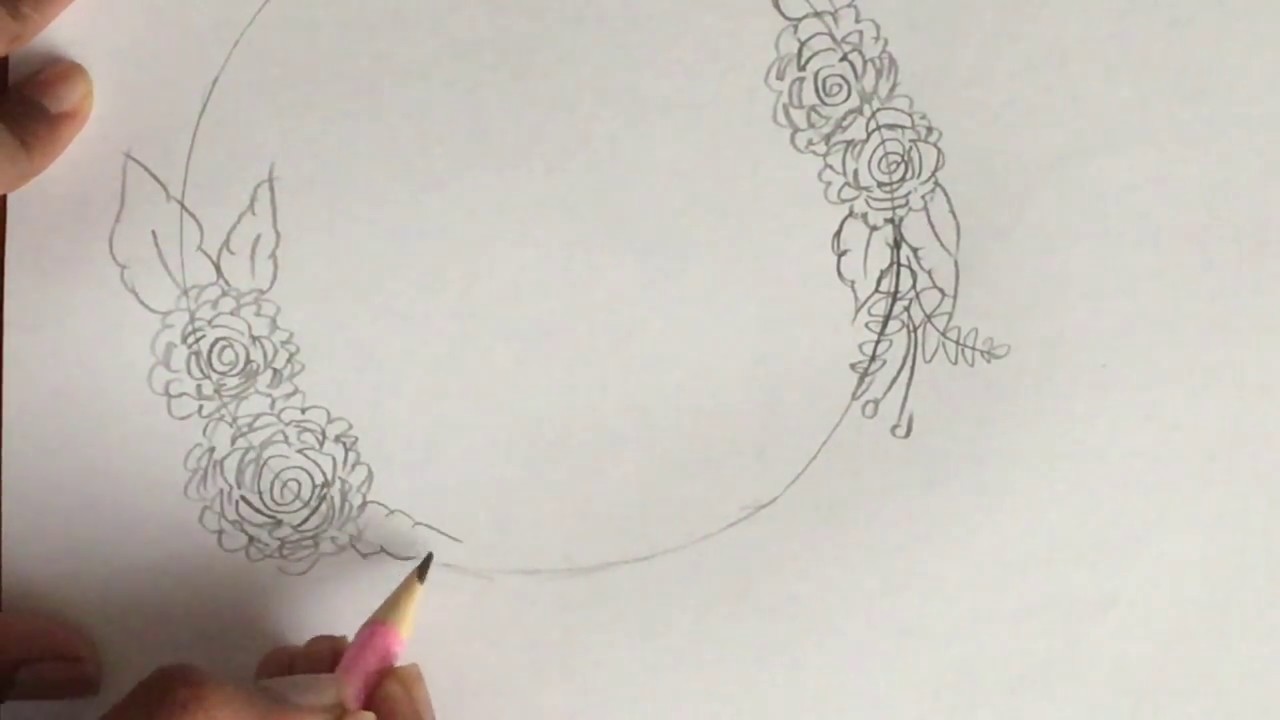 1280x720 How To Draw Flower Wreath - Flower Wreath Drawing