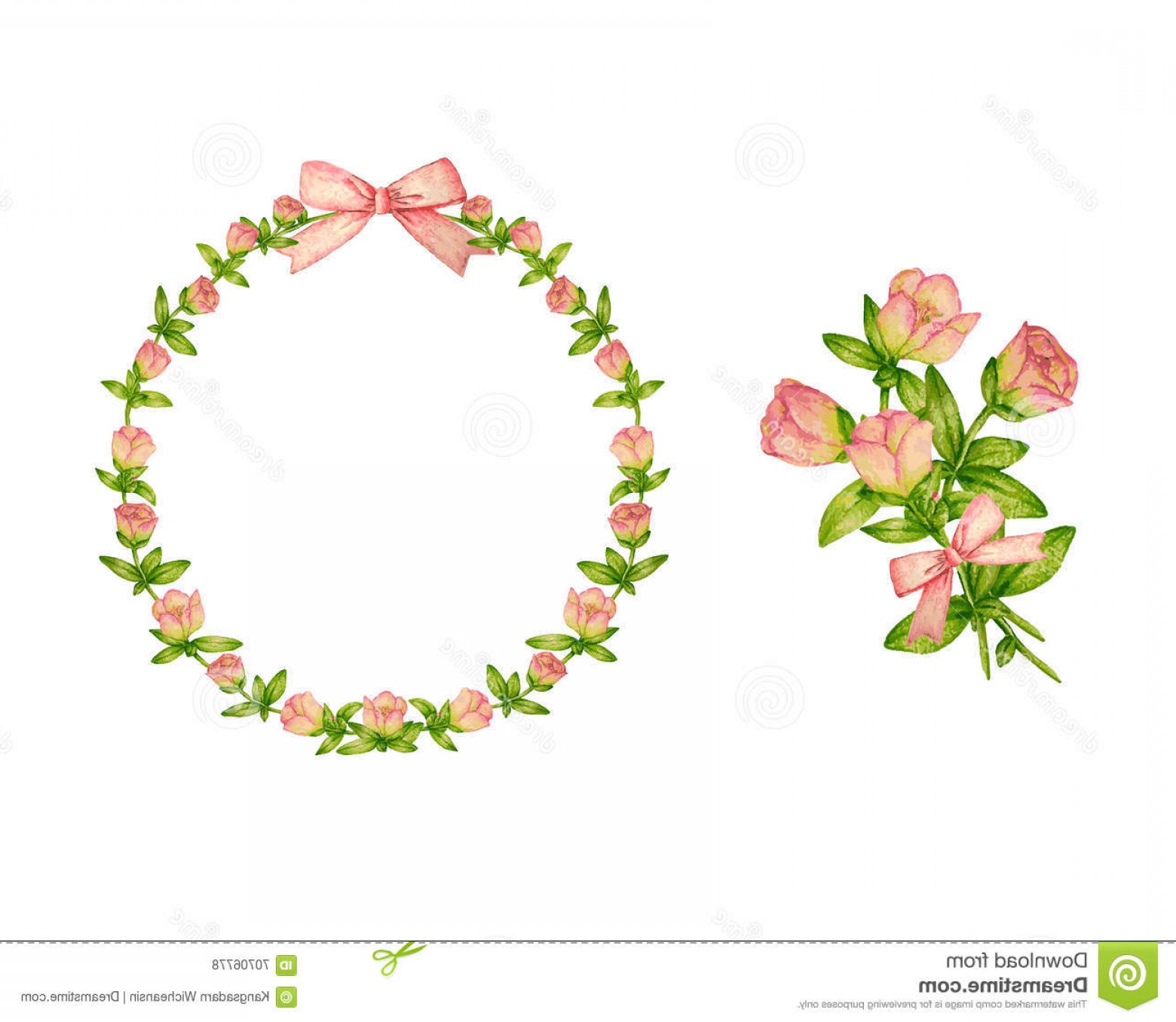 1560x1356 Stock Illustration Set Delicate Flower Wreath Vector Floral - Flower Wreath Drawing
