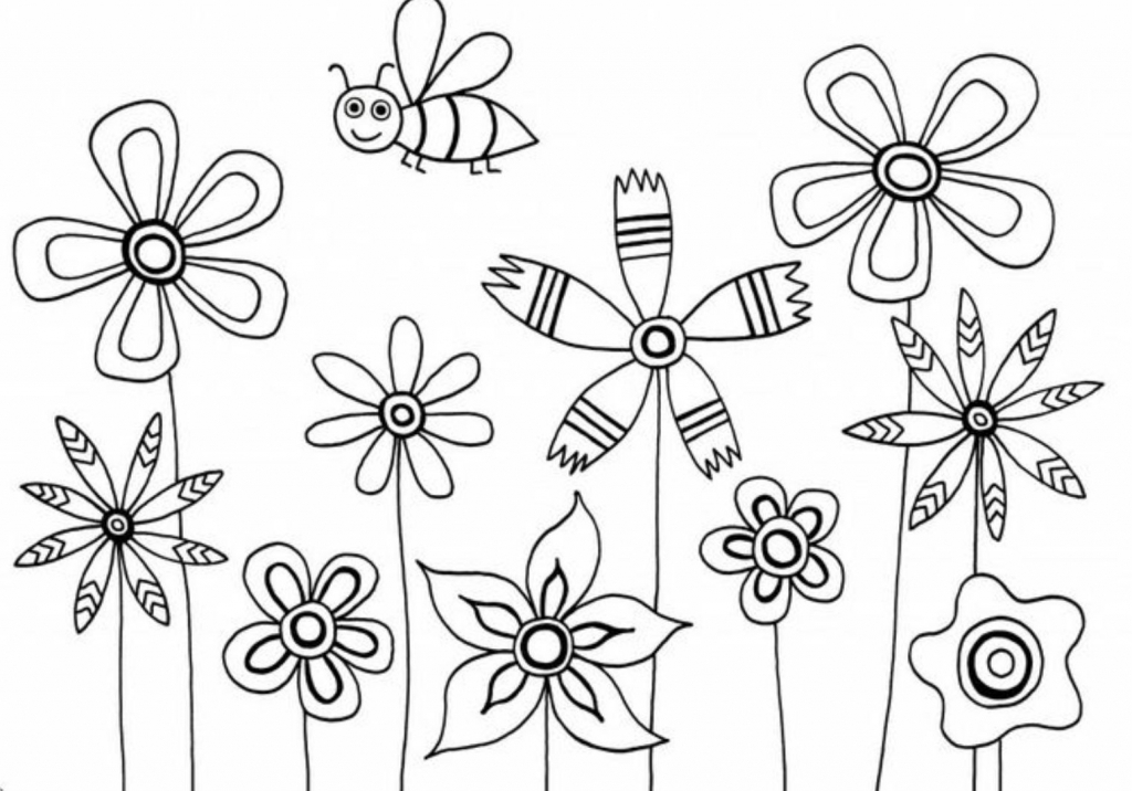 1024x716 Flowers To Draw For Kids - Flowers For Kids Drawing