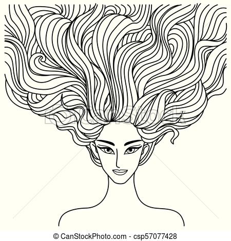 450x470 Flowing Hair Drawing - Flowing Hair Drawing