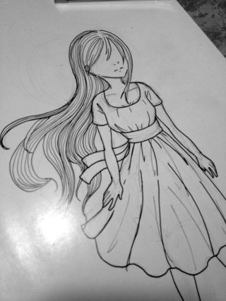 320x427 i wanted to draw flowing hair so i did the paper is really shiny - Flowing Hair Drawing