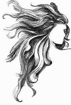 236x349 Flowing Hair Drawing - Flowing Hair Drawing