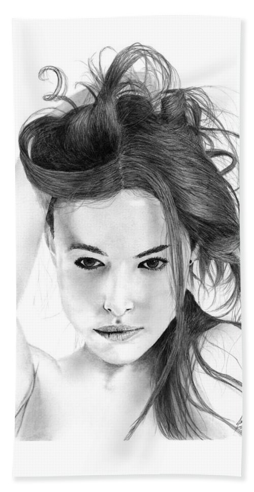 500x967 Beautiful Woman With Flowing Hair Drawing Beach Towel For Sale - Flowing Hair Drawing