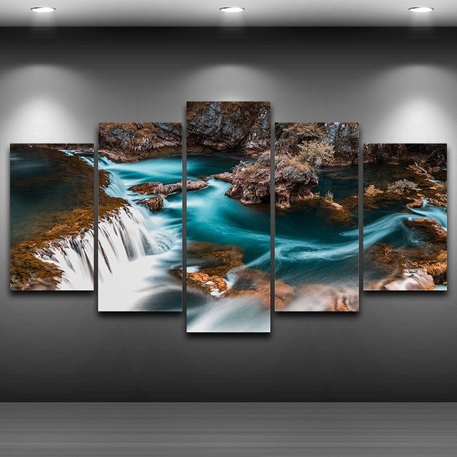640x640 Flowing River Framed Printed Wall Art Picture Artistic Print - Flowing River Drawing