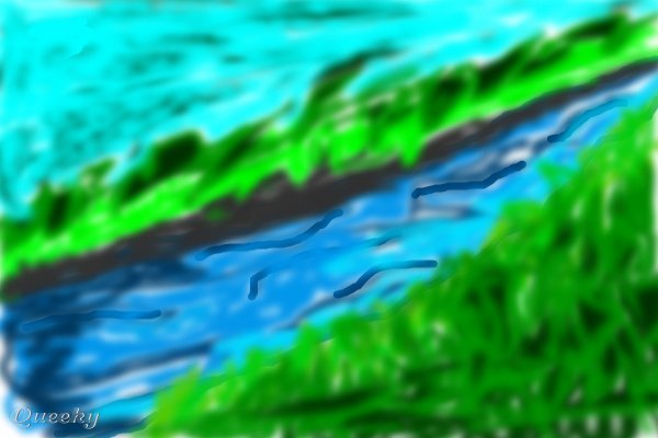 600x400 Flowing River A Landscape Speedpaint Drawing - Flowing River Drawing