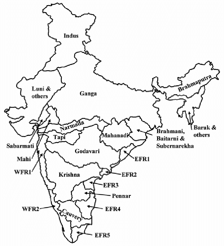 723x794 River Basin Map Of India Efr, East Flowing Rivers Wfr, West - Flowing River Drawing