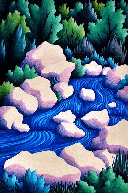 431x650 Flowing River - Flowing River Drawing