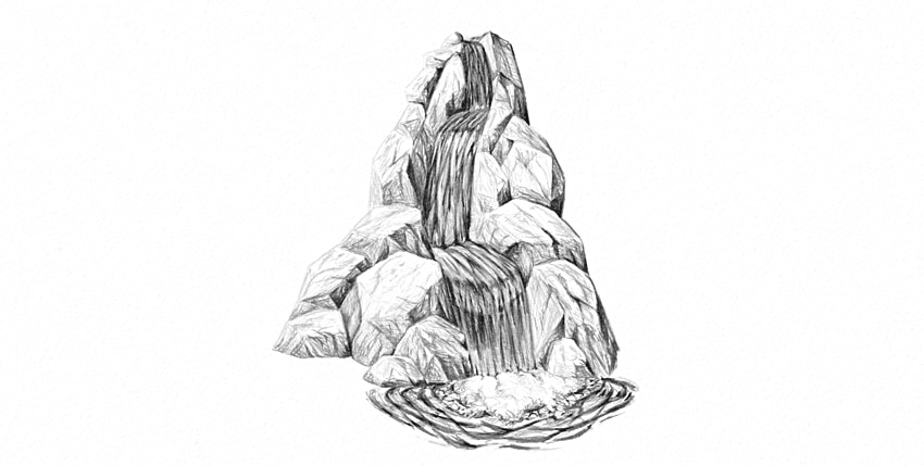 850x429 How To Draw Water In Nature - Flowing Water Drawing