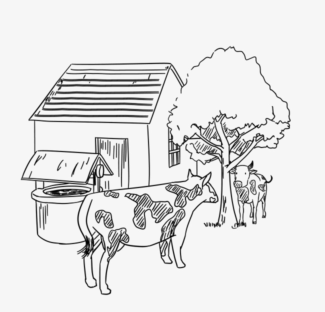 650x624 Small Bridge Flowing Water Farm Line Drawing Illustration Image - Flowing Water Drawing