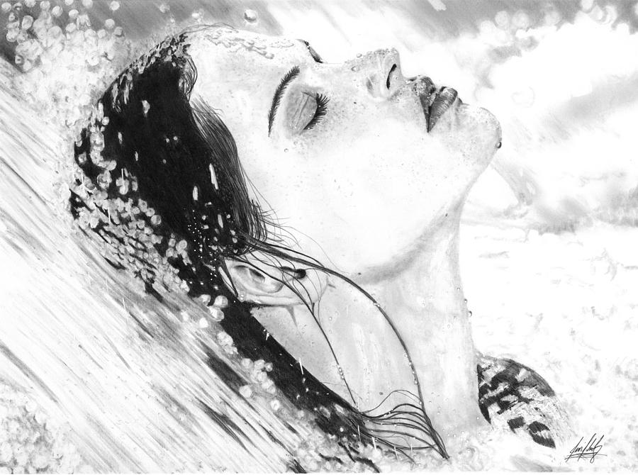 900x670 Water Flowing Over Woman Drawing Drawing - Flowing Water Drawing