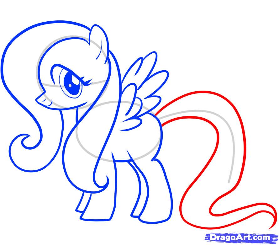 890x781 How To Draw Fluttershy, My Little Pony, Step - Fluttershy Drawing
