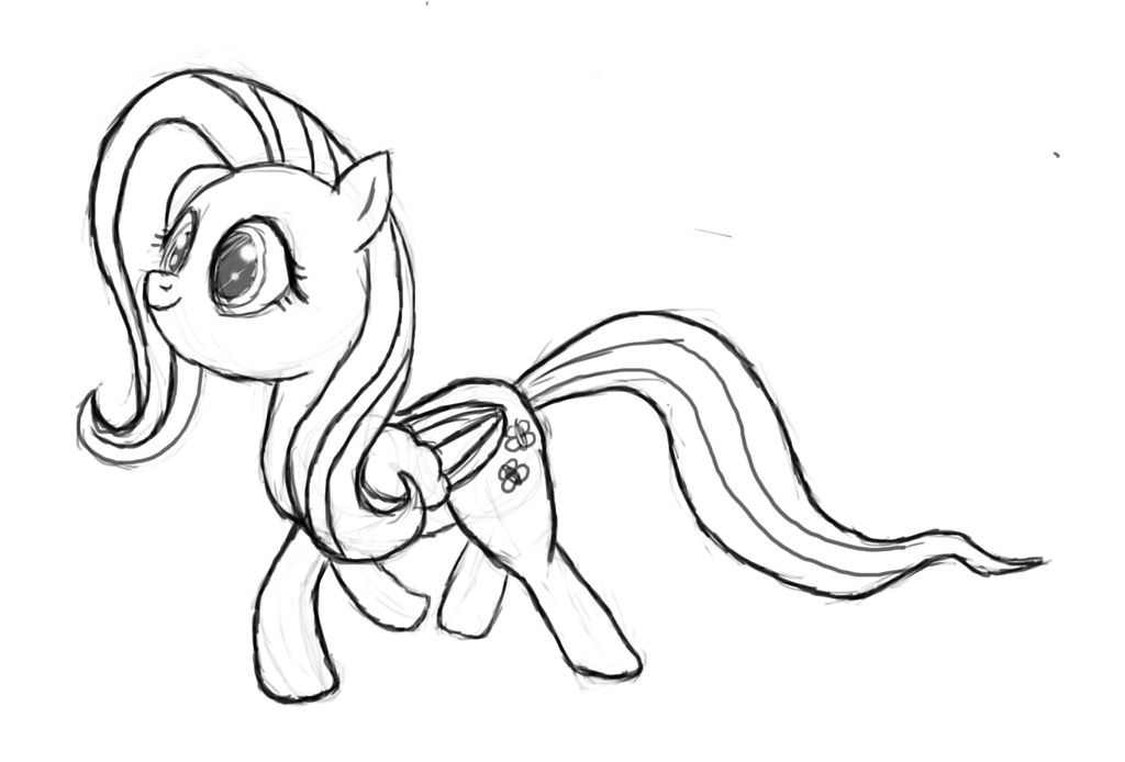 1024x694 Walking Fluttershy Drawing - Fluttershy Drawing
