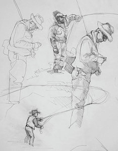 234x300 fly fisherman drawings fine art america - Fly Fisherman Drawing