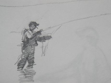 461x346 fly fishing - Fly Fisherman Drawing