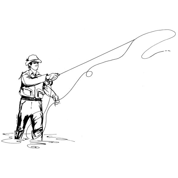 600x600 fly fishing drawing - Fly Fisherman Drawing