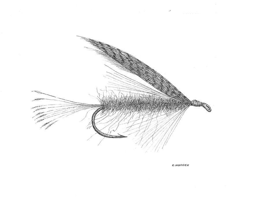 900x702 dry fly drawing - Fly Fisherman Drawing