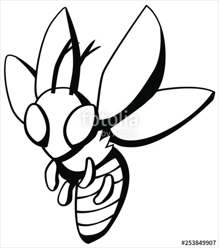 442x500 wasp fly cartoon line drawing stock image and royalty free vector - Fly Line Drawing