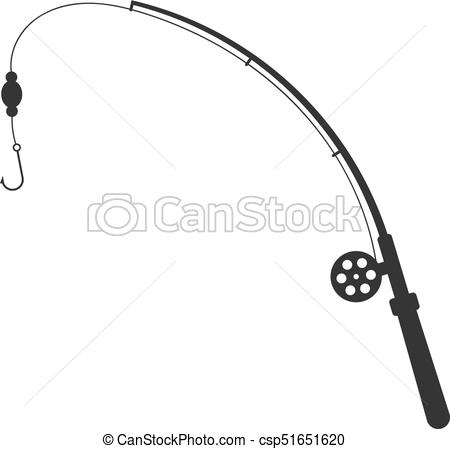 450x449 black fishing rod silhouette concept of relaxation, tourism - Fly Rod Drawing