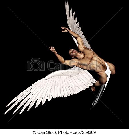 450x470 beautiful angel in a flying pose with his arms outstretched - Flying Angel Drawing