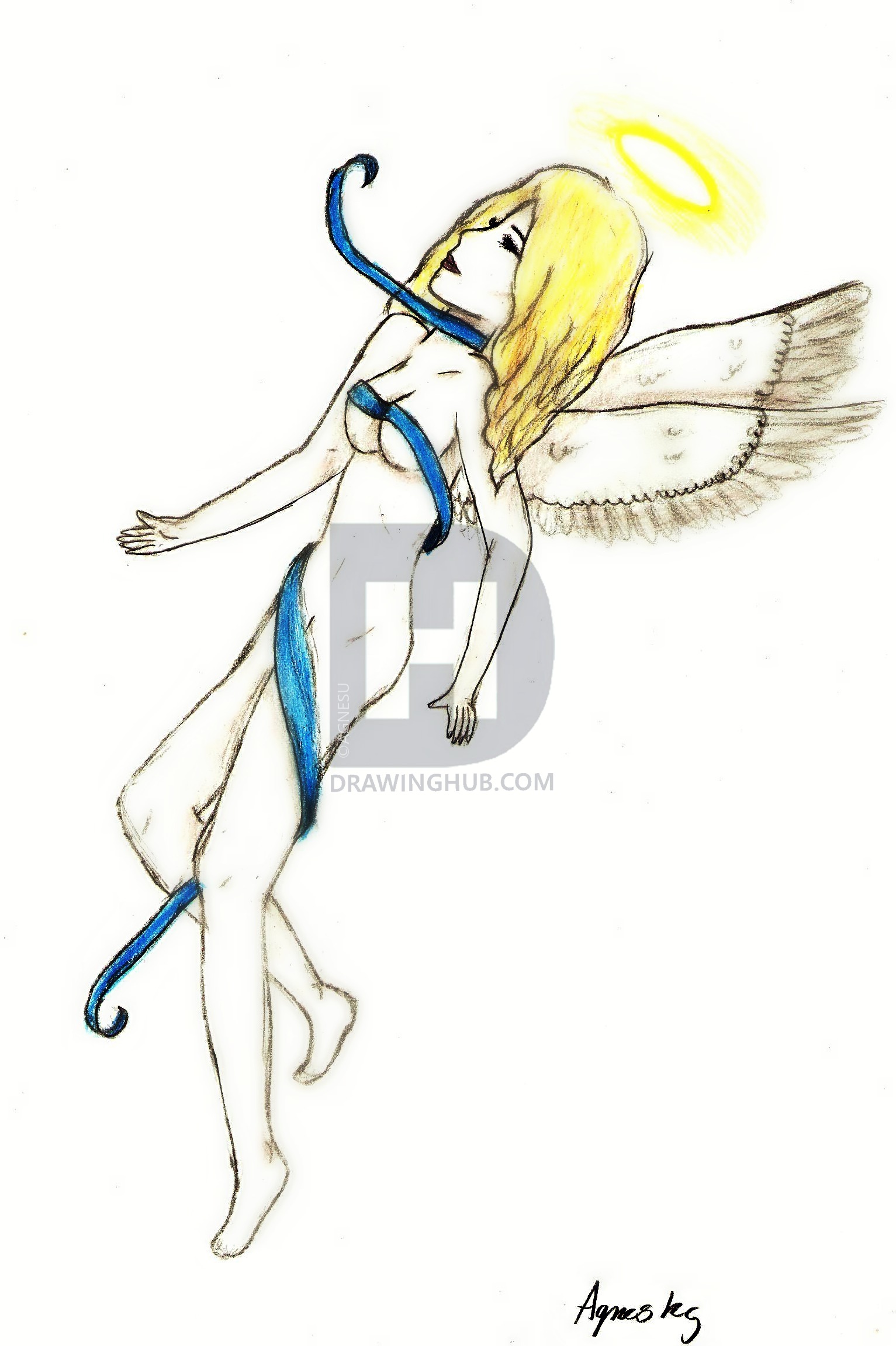 1533x2302 Flying Angel Drawing - Flying Angel Drawing