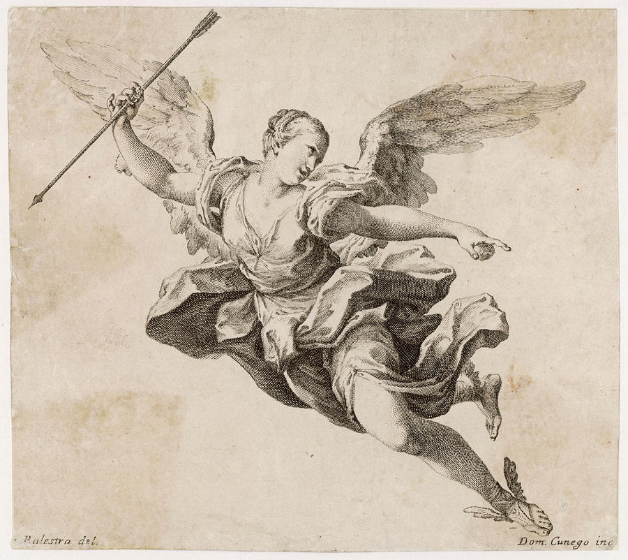 900x802 A Flying Angel Carries An Arrow In One Drawing - Flying Angel Drawing