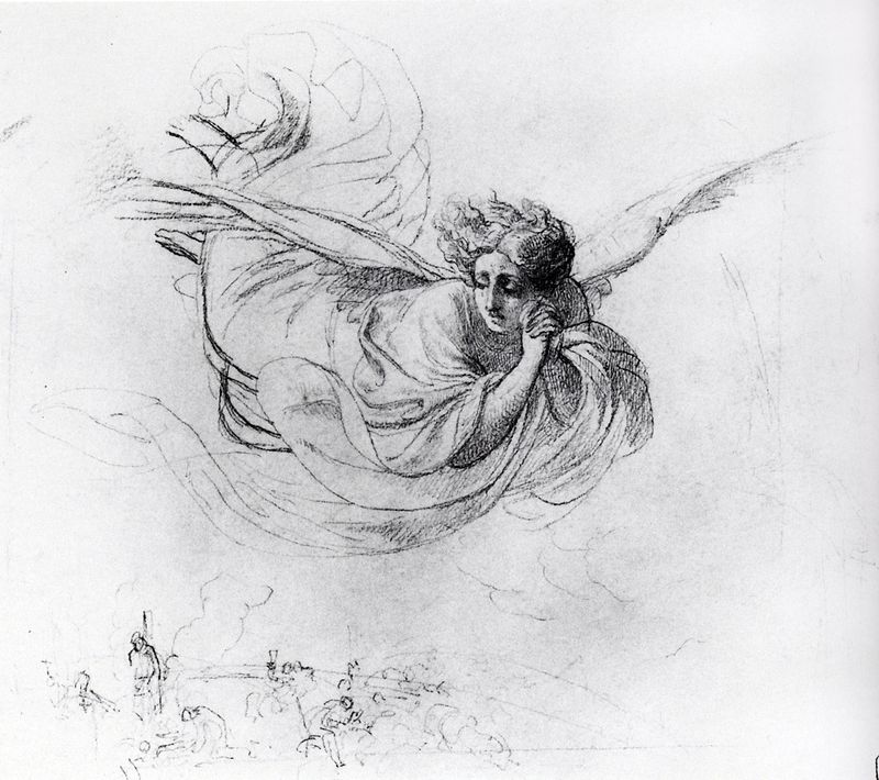 800x710 The Flying Angel, Mourning The Victims Of The Inquisition - Flying Angel Drawing