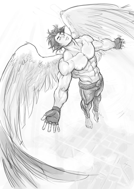 566x800 B Angel Flying - Flying Angel Drawing